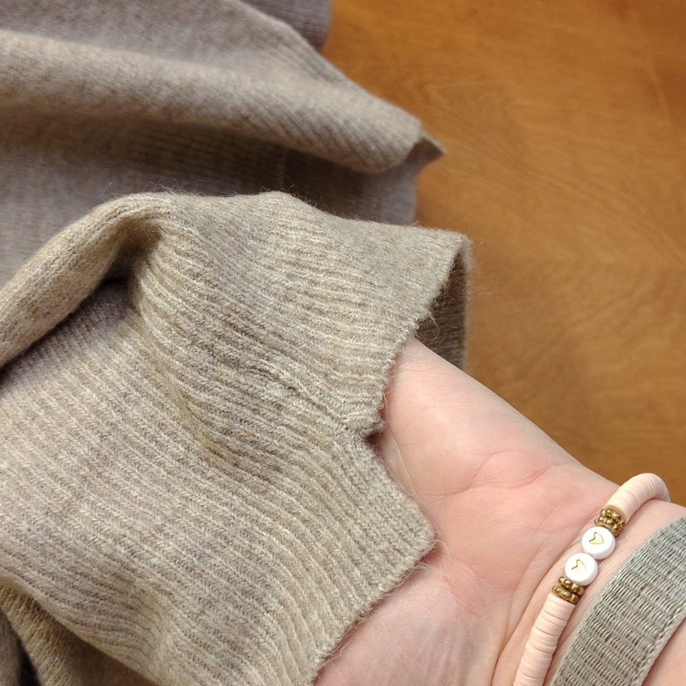 Zenana Women's Tan Crew Neck Sweater Relaxed Fit - Picture 6 of 8